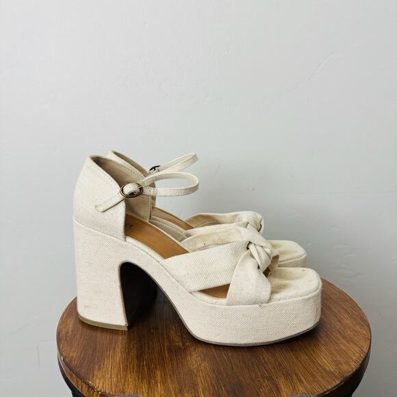 Ana Cream Platform Sandals With Bow Women’s Size 8.5 - Picture 5 of 10